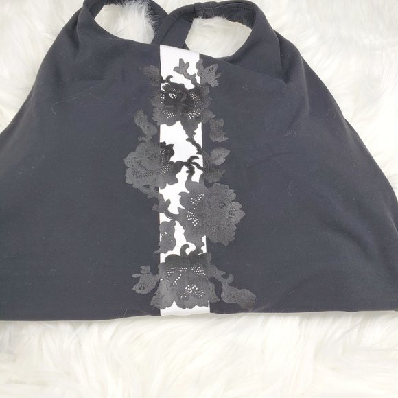 NWT Athleta Black Rose Stripe Conscious Bra - Picture 4 of 7